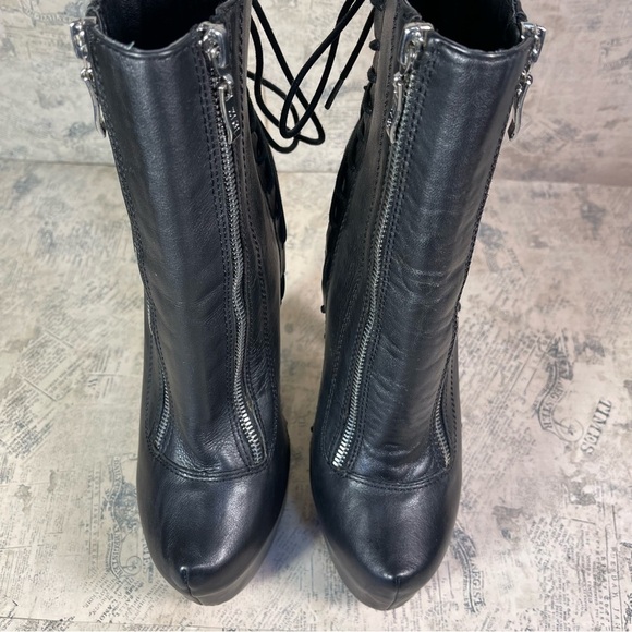 Zigi NY Suspend 6" Stiletto Heel Black Leather Platform Booties - Picture 4 of 15